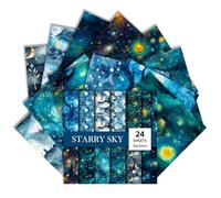 Galaxy Pattern Scrapbook Paper Pack, 24 Sheets Single-Sided Starry Night Craft Cardstock Paper for Scrapbooking, Card Making, Journaling, and DIY Art Projects 11.8'' x 11.8'' (B)
