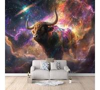 Galaxy Photo Wallpaper - Fantasy Starry Sky Animal Cow Wall Mural 150 × 105 cm / 59" × 41.3" - Non-Woven Premium 3D Art Print Wall Mural Decoration Poster Picture Design Modern