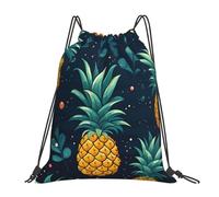 Galaxy Pineapple Colorful Galaxy Unisex Drawstring Backpack Adjustable Drawstring Bag Waterproof String Backpack For Picnic Sports Football