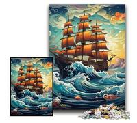 Galaxy Pirate Ship Jigsaw Puzzles 1000 Pieces for Adults Puzzles for Adults Family Activity, DIY Home Decor, Size 26x38cm