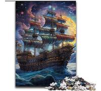 Galaxy Pirate Ship Jigsaw Puzzles for Adults, 1000 Piece Wooden Jigsaw Erfect for Home Decor, Birthdays, Holidays, And Gifts size : 50x75cm