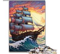 Galaxy Pirate Ship Puzzles for 1000 Piece Wooden Puzzles Perfect for Family Fun, Party Games, Birthday Party Favors 50x75cm