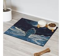 Galaxy Planet Astronauts Pet Feeding Mat for Cat Dog Water Bowl Food Mats Pet Feeding Mats Absorbent Nti-Slip Contain Spills Protects Floors Placemat 40.6 x 60.9 cm