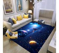 Galaxy Planet Black Hole 3D Game Rug for Boys Teenager Room, Space Battleship Gray Blue Purple Soft Non-slip Carpet for Living Room Bedroom, Game Room Decorative Floor Mat, 80x160 cm, Color 3