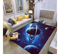Galaxy Planet Black Hole 3D Game Rug for Boys Teenager Room, Space Battleship Gray Blue Purple Soft Non-slip Carpet for Living Room Bedroom, Game Room Decorative Floor Mat, 100x120 cm, Color 6