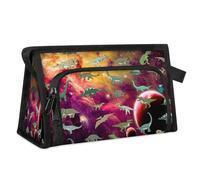 Galaxy Planet Dinosaur Travel Makeup Bag for Women Men Kids Girls Boys Dinosaur Multipurpose Wash Pouch Bag Toiletry Cosmetic Toiletries Shower Bag Organizer