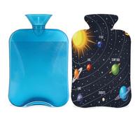 Galaxy Planet Hot Water Bottle with Cover, Solar System Planet 2L Hot Water Bag for Pain Relief, Neck Soft and Shoulder, Hand Feet Warmer, Hot and Cold Compress for Adult Kids