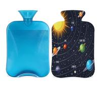 Galaxy Planet Hot Water Bottle with Cover, Solar System Planet 2L Hot Water Bag for Pain Relief, Neck and Shoulder, Hand Feet Warmer
