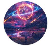 Galaxy Planet Paper Round Jigsaw 1000 Piece Jigsaw Puzzles for Adults Perfect for Teenagers,Family Bonding,Brain Teaser & DIY Home Decor Gift 67.5x67.5cm