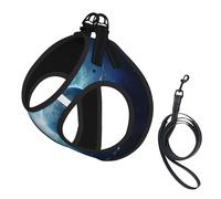Galaxy Planet Print Dog Harness Adjustable Walk Puppy Harnesses Leash Clips Pet Harnesses Training Pet Vest