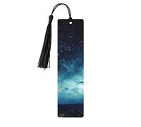 Galaxy Planet Print Exquisite Wooden Bookmarks with Tassels Wooden Craft Bookmark Ornaments with Holes and Ropes for