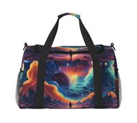 Galaxy planet print Weekender Overnight Carry On Bag Gym Luggage Bag Duffel Bag for Travel Women, Black, One Size