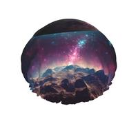 Galaxy Planet Printed Double-Layer Waterproof Shower Cap - Reusable Spa & Face Mask Bathing Hat for Travel, Home Care & Beauty Routine