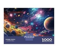 Galaxy Planets Space Scene 1000 Piece Jigsaw Puzzle Paper for Adults Cosmic Universe Style Focus Leisure Home Decor 52x38cm/1000pcs