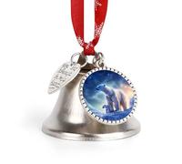 Galaxy Polar Bear Christmas Bells Cute Hanging Ornaments Bells for Door Window Decor Love Bell