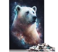 Galaxy Polar Bear Jigsaw 500 Piece Jigsaw Puzzle Wooden Puzzle Toy Family Game Difficulty Challenge Puzzles 500pcs (52x38cm)