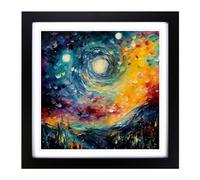 Galaxy Post-Impressionism Framed Wall Art Print, Ready to Hang Picture for Living Room Bedroom Home Office, Black 18 x 18 Inch (45 x 45 cm)