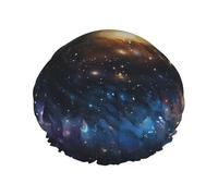 Galaxy Printed Double Layer Lined Shower Cap,Shower Caps For Women Reusable