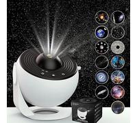 Galaxy Projector for Bedroom, HD Image Star Light Adjustable Knob, 13 Film Discs Planetarium Projector for Kids, 360°Rotating 1/2h Timer Simple 3 Button Control