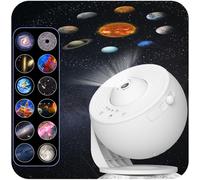 Galaxy Projector for Bedroom, HD Picture Star Projector, Adjustable Button, 13 Film Discs, Planet Projector for Children, 360° Rotating Timer 1/2 h, Easy Control