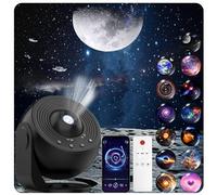 Galaxy Projector for Bedroom Pro Version, HD 12 in 1 Film Discs Star Projector with Bluetooth Galaxy Light, Planetarium Projector with Timer, White Noise, 360 ° Rotation, Remote Control，Black