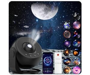 Galaxy Projector for Bedroom Pro Version, HD 12 in 1 Film Discs Star Projector with Bluetooth Galaxy Light, Planetarium Projector with Timer, White Noise, 360 ° Rotation, Remote Control，Black