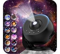 Galaxy Projector for Bedroom Pro Version, Upgraded Film Disc Star Projector for Kid 12 in 1 Planetarium Projector HD Image Adjustable Knob 360° Rotating 1/2h Timer Simple 4-Button Control