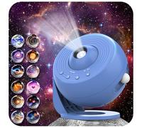 Galaxy Projector for Bedroom Pro Version, Upgraded Film Disc Star Projector for Kid 12 in 1 Planetarium Projector HD Image Adjustable Knob 360° Rotating 1/2h Timer Simple 4-Button Control