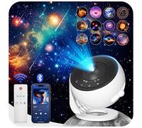 Galaxy Projector Light for Bedroom, Bluetooth 15 White Noise Star Projector Night Light Kids Film Disc, 12 in 1 Planetarium Projectors HD Image Adjustable Knob 360° Rotating Timer 3 Way Control