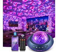 Galaxy Projector Night Lights Projector with Remote Timer - 21 Color Changing Sensory Night Light with Bluetooth Speaker for Bedroom, Ocean Wave Lamp, 360° Full Coverage+15 White Noises Galaxy Light