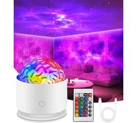 Galaxy Projector, Rechargeable Star Projector with Remote Control, 16 Colors&5 Brightness Levels Ocean Wave Sensory Light for Kids, Adults Room Decor, Night Light Projector for Bedroom/ Ceiling/Party
