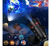 Galaxy Projector Star Projector 2-in-1 with 7 HD Slides & LED Sconces Night Light，360° Rotation Space Nebula Scenarios for Bedroom Kids Room Sleeping Hallway Ceiling Wall Decor