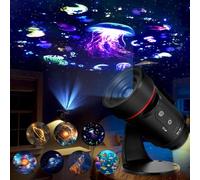 Galaxy Projector Wall Light 2-in-1 Portable HD Star Projector Night Light with 7 Realistic Galaxy Scenes 360° Rotation Timer & Warm White Night Light for Bedroom Ceiling Car Roof Tent Hallway Decor