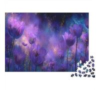 Galaxy Purple Tulip Puzzles 1000 Piece Puzzle Challenge Toy Adults And over 12 Years Old Puzzle Game Family Fun Jigsaws Puzzles Home Decoration Gift 52x38cm/1000pcs