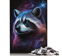 Galaxy Raccoon Puzzle Decompression Toys 100 Percent Recycled Cardboard Jigsaw Puzzle for Adults Teen 1000pcs (75x50cm)