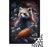 Galaxy Red Panda Flower Puzzle Premium 100% Recycled Board Paper Rectangular Jigsaw Puzzle for Boy Or Girl 300pcs (40x28cm)
