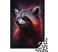 Galaxy Red Raccoon Puzzle Fun Activity for at Home Premium Cardboard Jigsaw Puzzle for Adults Teen 1000pcs (38x26cm)