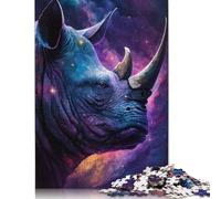 Galaxy Rhinoceros Jigsaw Puzzles for Adults 500 Piece Puzzle for Wooden Puzzle Adults Jigsaw Puzzle Educational Games 500pcs (52x38cm)