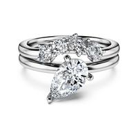 Galaxy ring, Set (2), Lab-grown diamonds 1.4 ct tw, Pear shape, 18K white gold