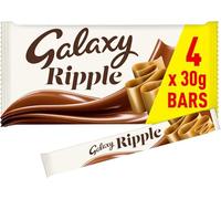 Galaxy Ripple Milk Chocolate Bars, 4 x 30g, Chocolate Multipack, Ideal for Gift, Snacks or Hamper