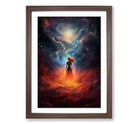 Galaxy Romanticism Framed Print | A2 Walnut Framed Wall Art | Ready to Hang | Modern Space Picture | Living Room Bedroom Lounge Office
