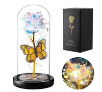 Galaxy Rose for Her, Colorful Eternal Rose Flowers Lamp, Butterfly Forever Rose Artificial Flowers, Mother's Day Roses Presents for Women, Birthday Gifts for Women, Gifts for Mum, Wife, Anniversary