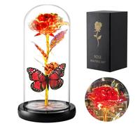Galaxy Rose for Her, Eternal Red Rose Flowers Lamp, Butterfly Forever Rose Artificial Flowers, Mother's Day Roses Presents for Women, Birthday Gifts for Women, Gifts for Mum, Wife, Anniversary