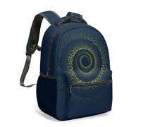 Galaxy Rucksack Abstract Glowing Spiral, Digital Art Cosmic Space Print Backpack, Black Lightweight Laptop Bag for Students Adults, Multi-size Selection (01)
