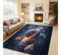 Galaxy Rugs - Space Planet Universe Area Rugs for Living Room Bedroom, Washable Non Slip Low Pile Large Carpet, Patterned Door Mat & Home Decor, 140x200 cm QAZ13