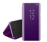 Galaxy S20 Case, Galaxy 20 Smart Clear View Window Metal Electroplate Plating Stand PC Mirror Flip Folio Case 360 Degree Full Body Shockproof Protective Cover for Samsung Galaxy S20 (PURPLE)