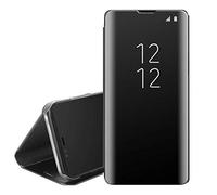 Galaxy S20 Case, Galaxy 20 Smart Clear View Window Metal Electroplate Plating Stand PC Mirror Flip Folio Case 360 Degree Full Body Shockproof Protective Cover for Samsung Galaxy S20 (BLACK)