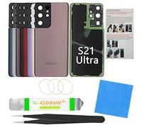Galaxy S21 Ultra Back Glass Cover Replacement with Installation Manual+Pre-Installed Camera Lens+All the Adhesive+Repair Tools for Samsung Galaxy S21 Ultra 5G SM-G998 All Carriers (Phantom Gold)