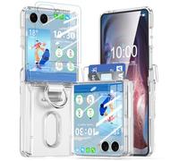 Galaxy S22 Ultra Case, Carbon Fiber Design Crystal Clear Cover with Rotation Ring Kickstand [Work with Magnetic Car Mount] for Samsung Galaxy S22 Ultra (Black Set)