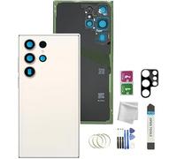 Galaxy S23 Ultra Back Glass Replacement for Samsung Galaxy S23 Ultra Back Cover Glass with Pre-Installed Tape and Camera Lens +Tools (Cream)
